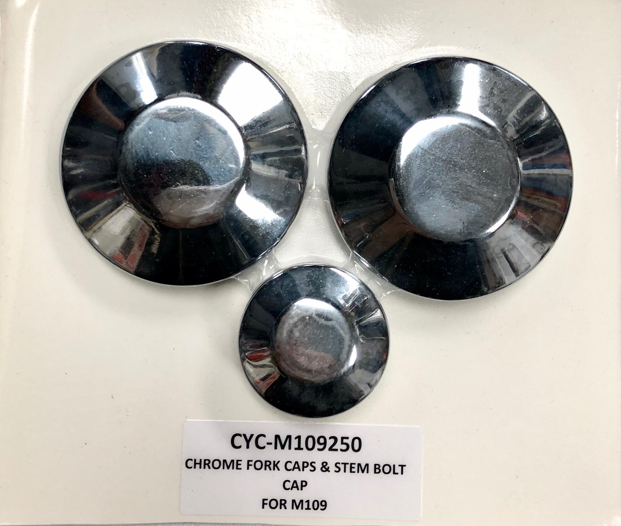 MeanCycles CHROME FORK CAPS AND STEM BOLT CAP (SET OF 3) Part No