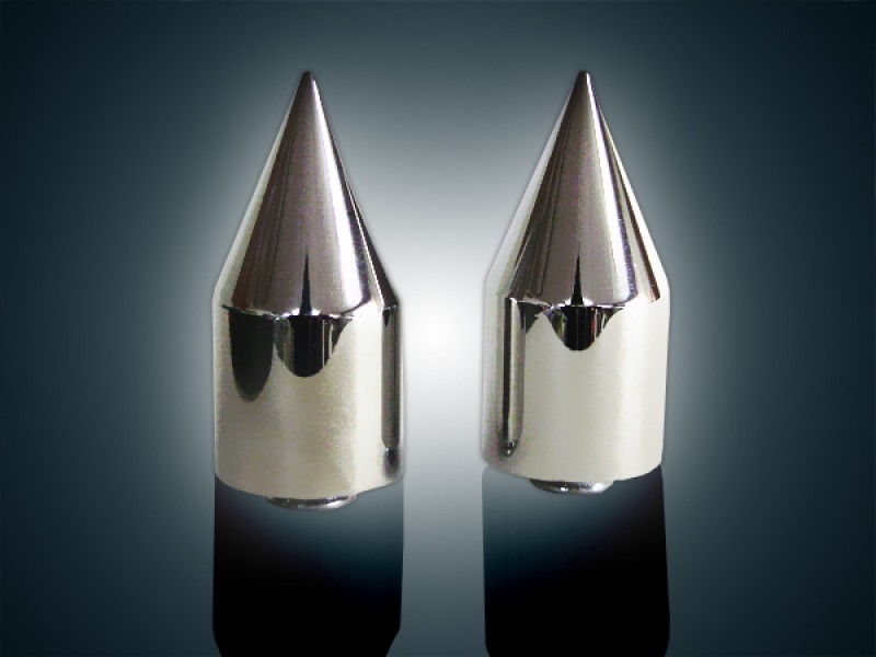MeanCycles FRONT LONG CHROME SPIKE AXLE CAPS FOR VICTORY W/ 14MM