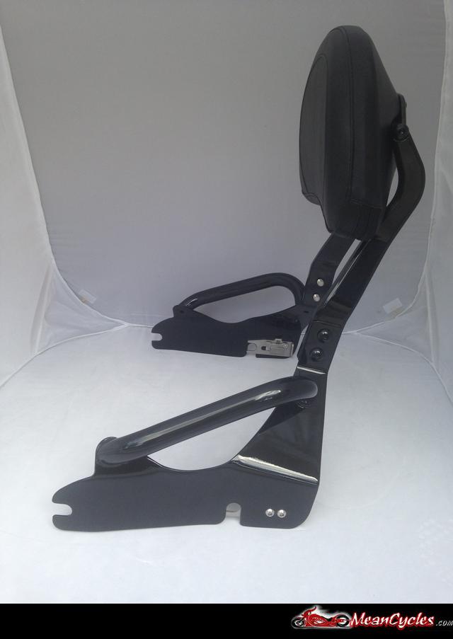 MeanCycles BLACK QUICK RELEASE TOURING BACKREST w/ GRAB RAILS FOR