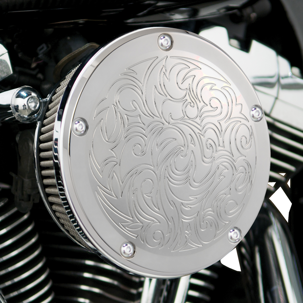 MeanCycles ENGRAVED DERBY COVER CHROME FOR HARLEY DAVIDSON TWIN CAM MODELS 99UP Part No AR
