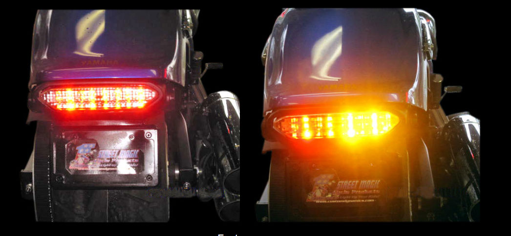 thumbnail image 2 of Bright2wheels LED Tail Light With Built-in Turn Signals – Red Lens/Black Housing – For Yamaha Road Star 2004-2015 2 of 6
